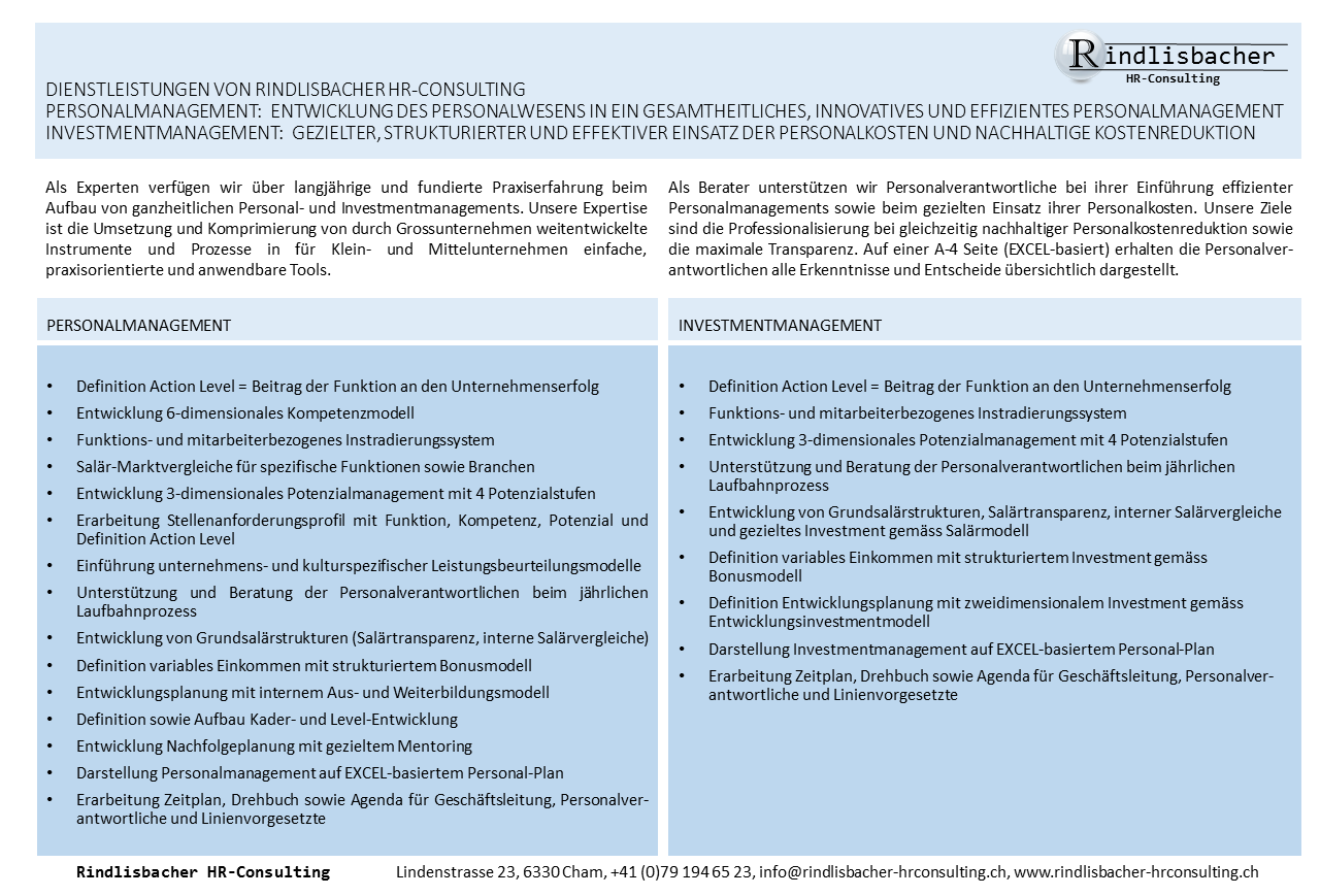 DIENSTLEISTUNGEN VON RINDLISBACHER HR-CONSULTING [69697]